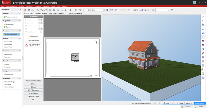 Die 3D-Gebäudeerfassung über die integrierte HottCAD. - © Hottgenroth Software AG