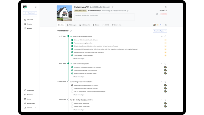 © Grundsteine Grundsteine bietet eine Projektbegleitungs-Software - mit Ausrichtung auf die Bedürfnisse von Energieberatenden.