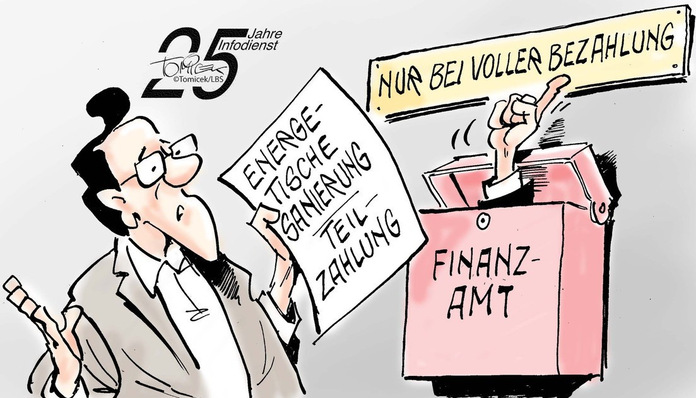 © LBS Eine energetische Modernisierung muss bis zur letzten Rate abbezahlt sein, bevor die Auftraggebenden in den Genuss der Steuerermäßigung kommen können.